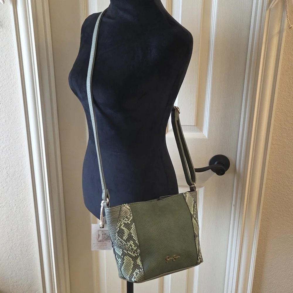 Jessica Simpson Olive Crossbody Bag with Snakeskin Detail NWT